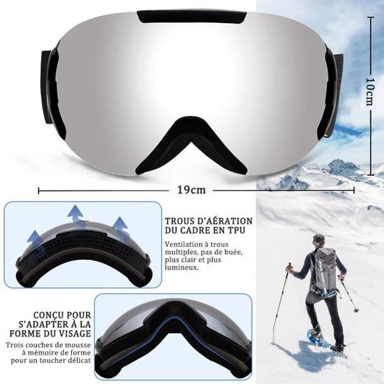 Lunettes de Ski Masques Snowboard,UV Protection,Anti-poussière,Anti-Buée,  Coupe-Vent,pour l'Alpinisme, Ski,moto，Bicyclette - Cdiscount Sport