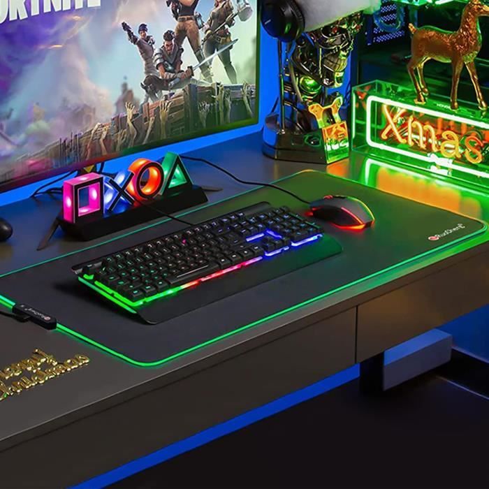 Tapis de souris Gamer RGB, tapis de souris média, grand tapis de bureau,  tapis de clavier d'ordinateur, polymères de bureau - AliExpress