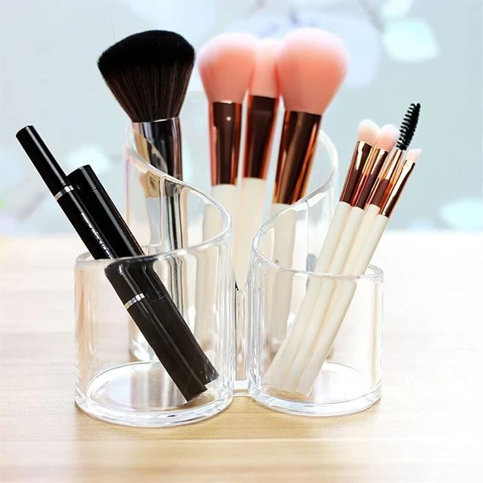 Rangement Maquillage Pinceaux Acrylique Transparent 3 Fente Organisateur  pour Pinceaux Brosse Boîte de rangement : : Cuisine et Maison