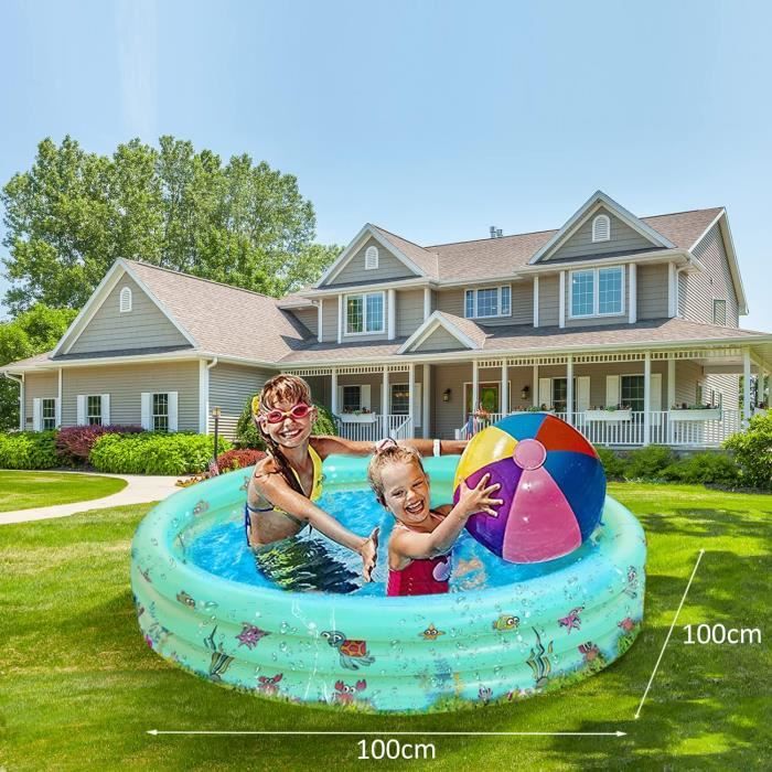 Piscine Balles Intérieur Piscine Gonflable Enfant 60 Cm – Pataugeoire Ronde, Avec Pompe Manuelle – Idéale Pour Jardin, Plage, Balcon, Intérieur