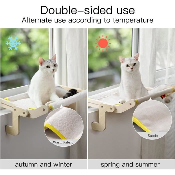 Perchoir de fenêtre en bois pour chat main image 1