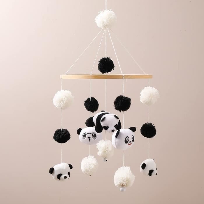 Mobile éolien Pour Bébé En Feutre Et Bois - Lapins Et Nuages - Décoration Pour Berceau, Chambre, Fenêtre - Aide à L'endormissement, Jouet Sensoriel