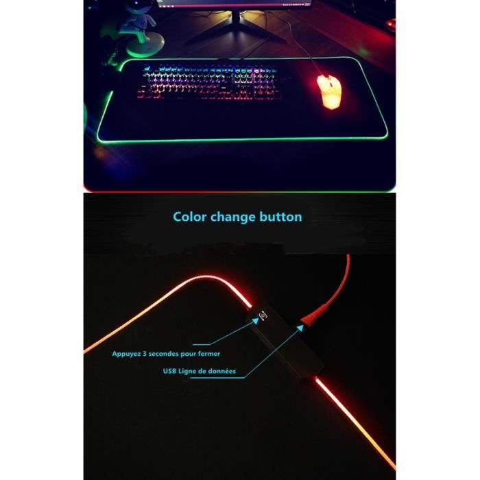 TITANWOLF - RGB Tapis de Souris Gaming XXL - LED Lumineuse Tapis de Souris  Multicolore 11 Modes - 800 x 300mm - Surface antiderapant - Cdiscount  Informatique