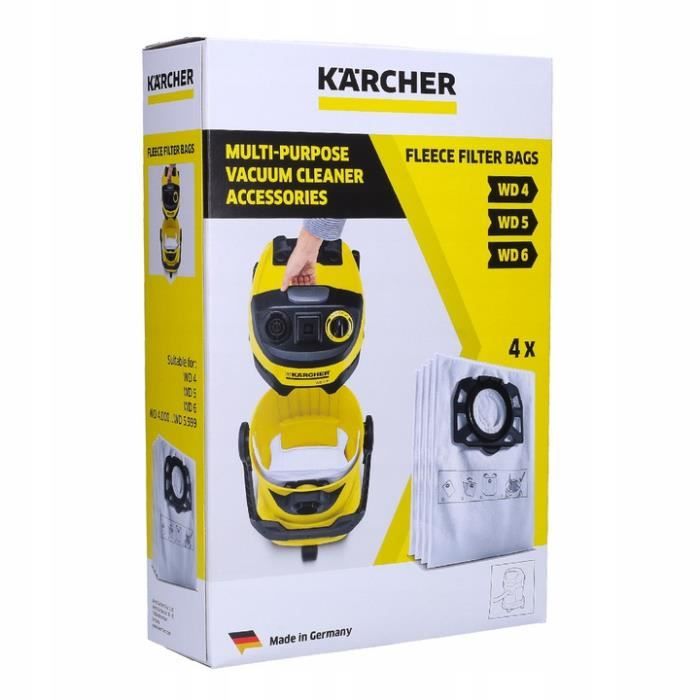 HT TopHinon Lot de 10 Sacs d'aspirateur Sacs Filtre compatibles pour Karcher  2.863-006.0 WD4 WD5 WD6 WD5P WD6P Premium MV4 MV5 MV6 KWD4 KWD5 KWD6 KNT4  sacs filtrants pour aspirateur humide et