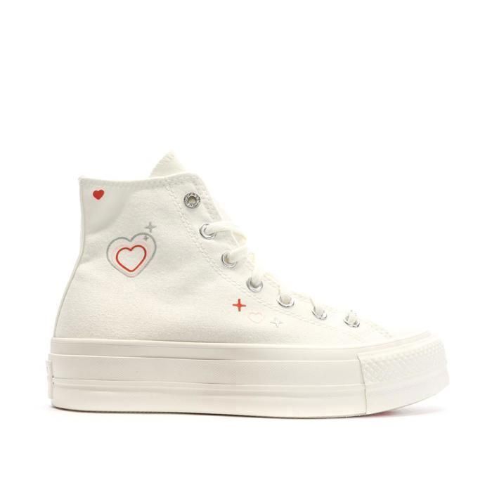 Converse All Star Converse Blanche Semelle Rouge Baskets Blanches