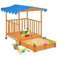Maison de jeu d'enfants et bac à sable en bois de sapin bleu avec toit de protection UV50 - VidaXL-2