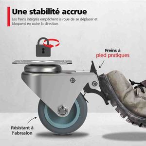 TaNeHaKi Lot De 4 Supports à Roulettes Rondes Charge Lourde 500kg - Idéal Pour Déplacer Meubles Lourds Facilement