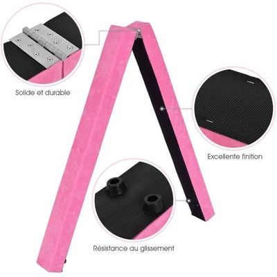 Poutre D'équilibre Pliable 180 Cm - Hauteur Réglable 5 Niveaux (44-59 Cm) - Pour Enfants, Gymnastique à Domicile