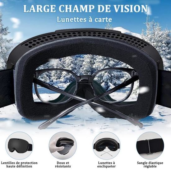 Masque - lunettes ski,lunettes de Ski OTG Anti-buée pour enfants de 8 à 14  ans,pour garçons et filles- Black Frame Black - Cdiscount Sport