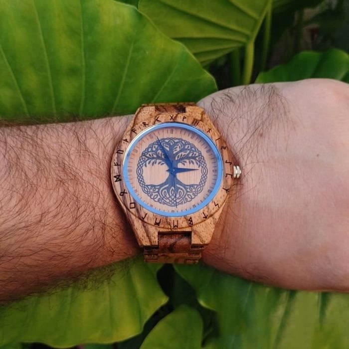 Montre en bois sales arbre de vie