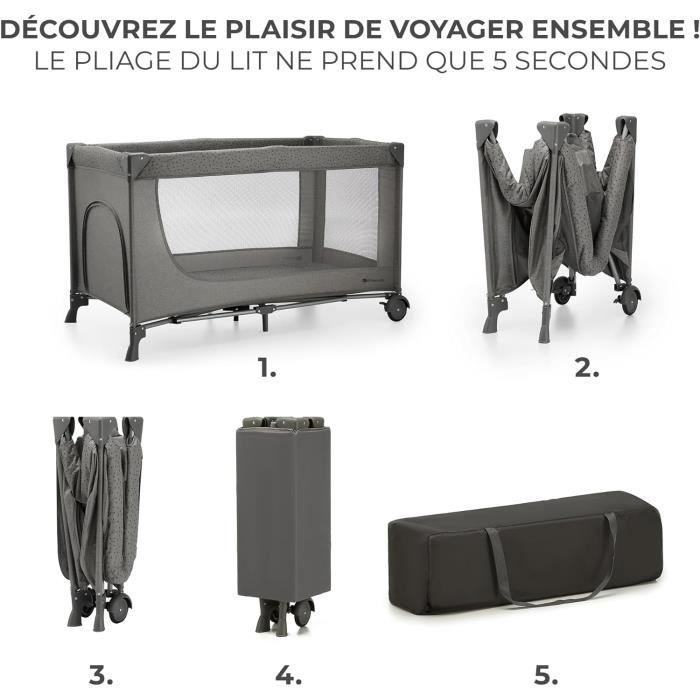 Kk Joy 2 Lit Parapluie 2 En 1,Lit Bébé De La Naissance Jusqu‘À 25 Kg,120 X 60 Cm,Facile À Plier