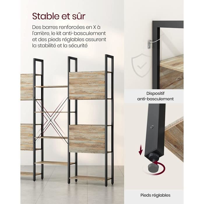 Étagères Bibliothèque Blanches Vela - 2 Et 3 Niveaux, Tablettes Réglables - Meuble Rangement Salon, Bureau, Chambre - Charge 15 Kg/tablette - 10