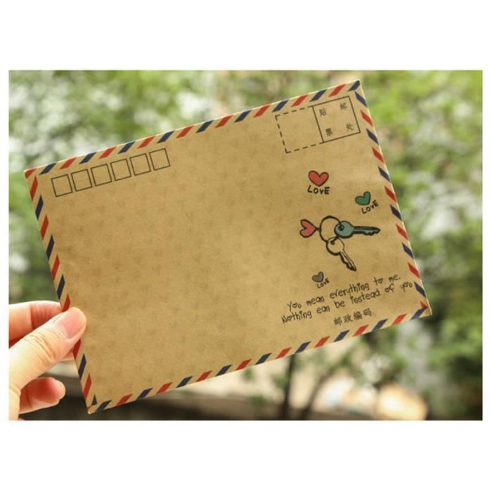 Kuulee Mini Rétro Kraft Enveloppe vintage Porte-monnaie Enveloppe postale  Lettre papeterie papier cadeau pour l'école de bureau de style aléatoire