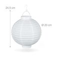 Relaxdays Lampion chinois LED abat-jour papier lanterne boule 20 cm rond décoration set de 10 à piles, blanc - 4052025243517-3