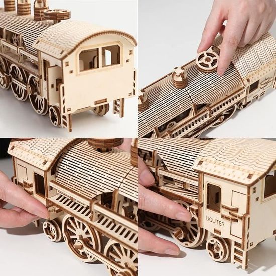 Maquette en Bois 3D Mécanique à Construire, Puzzle Train Locomotive à  Vapeur en Bois 3D à Assembler, Jeux de Construction en Bois, Faites Votre  Propre Cadeau Créatif