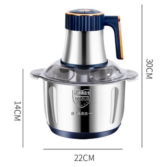 Hachoir électrique 500W Qawner - Bol Inox 5L, 6 Lames