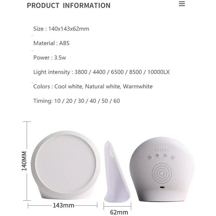 Lampe Lumière Du Jour 10 000 Lux - Lampe De Bureau Luminothérapie 3 Températures Couleur, Minuterie