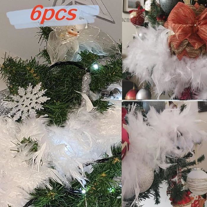 Lot De 5 Guirlandes De Sapin En Plumes Vertes - Longueur 2 M Chacune - Décoration De Noël Légère Et Moelleuse - Pour Sapin, Guirlande Murale, Carnaval - 5