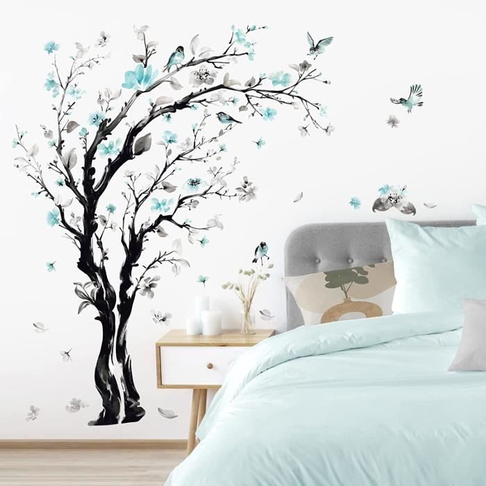 Autocollant mural arbre, autocollant, arbre de vie, arbre de chambre à  coucher, racines, oiseaux volants, décoration de maison, grand arbre,  A7-006 - AliExpress