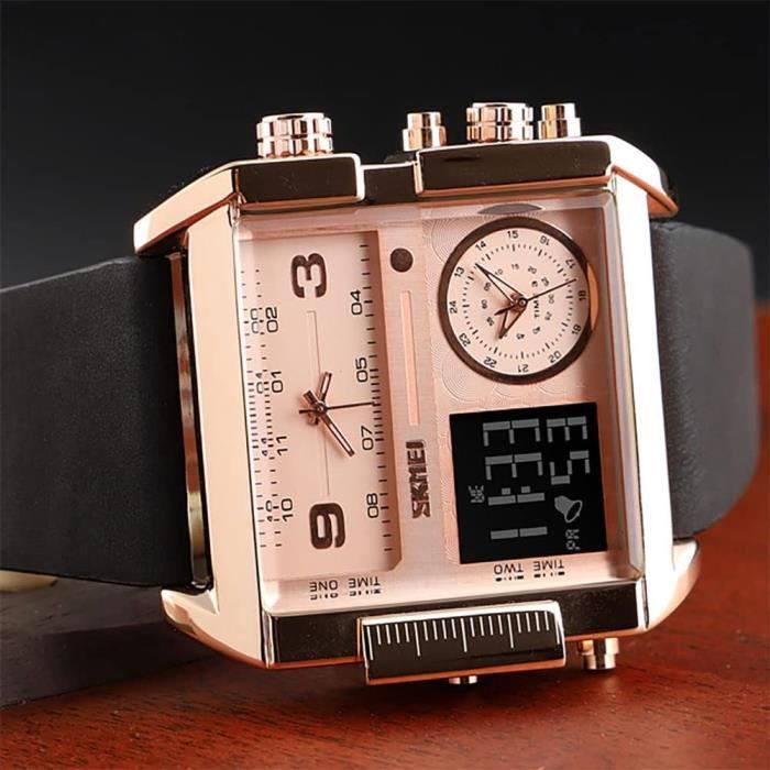 Montre Carr e Pour Homme R tro clairage Led Grand cran Multi
