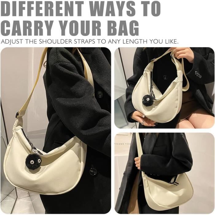 Sac A Bandouliere En Forme De Croissant De Lune En Nylon Blanc BANANE Leger Reglable 10.8Inch Blanc Cdiscount Bagagerie Maroquinerie