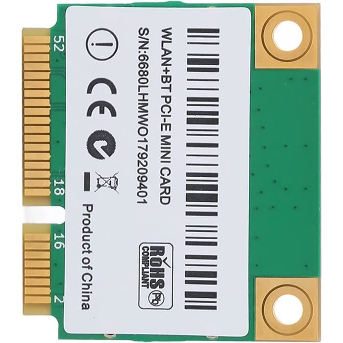 Carte Réseau Sans Fil Triple Bande Wi-Fi 6E PCie AX3000 + Bluetooth 5