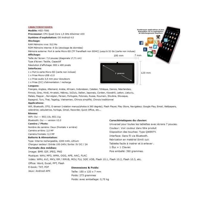 Mega PACK- Tablette blanche numérique Wifi3