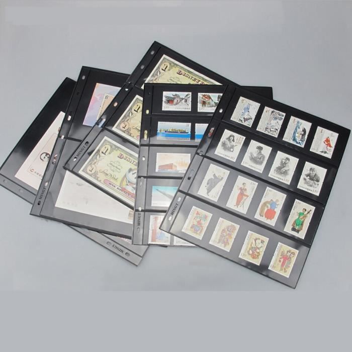 Red empty album -Album de timbres poste vide en cuir, 3 anneaux, 35  feuilles, 7-9 trous, pièces d'argent en papier, Collection, PCCB