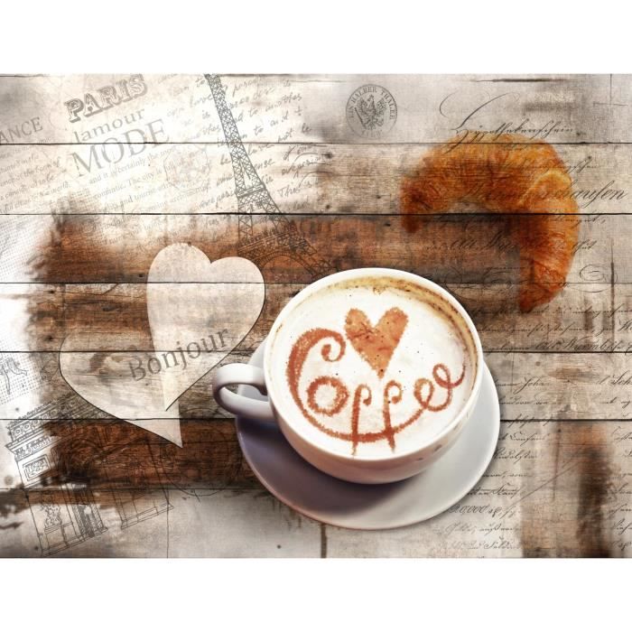 Tableau Toile Imprimé Café - Déco Murale Salon Cuisine, Impression Couleurs Vives Sur Toile Intissée 110g/m²