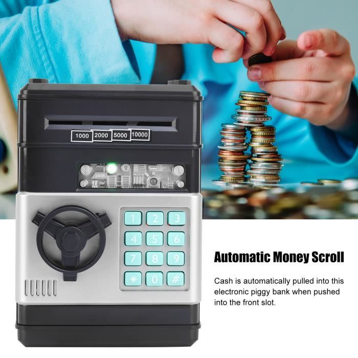 Bleu - Boîte d'économie de pièces de monnaie pour enfants, tirelire, boîtes  de vol automatisées, mot de passe