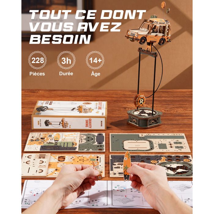 Robotime ROKR Thompson mitraillette jouet pour adultes adolescents blocs de construction drôles ensembles assemblage facile 3D Puzzle en bois LQB01  26