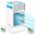 Climatiseur Portable USB 2600mAh avec Minuterie Silencieux Ventilateur Refroidisseur d’Air Réservoir Eau et Glace Bureau Maison Été