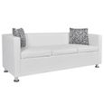 Superbe Luxueux :78760: Canapé droit fixe 3 places Moderne Sofa de salon Canapé de relaxation Cuir synthétique - Blanc-0