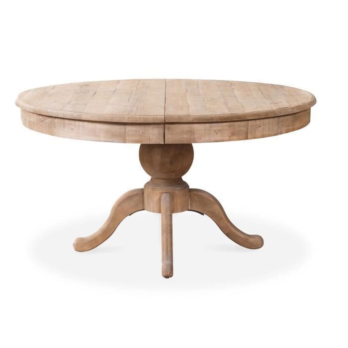 Table Ronde Extensible INTENSE DECO LAVANDOU Noir - Bois Massif, 125-323cm, 6 Roulettes - Pour Salle à Manger