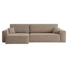 LOUNGITUDE Canapé FARAH d'angle max réversible et convertible 5 places en velours côtelé - Taupe