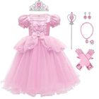 ZGEER Filles Costume Princesse Robe Accessoires Ensemble Conte De Fées Cosplay Halloween Carnaval Costumes Noël Fête Enfants rose