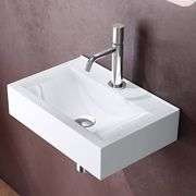 Lavabo Suspendu HOROW 37x18cm - Blanc Céramique Pour Petite Salle De Bain