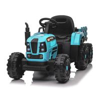 Tracteur Électrique Voiture Enfant avec Remorque 12 V avec télécommande trois vitesses réglables Bluetooth BLEU