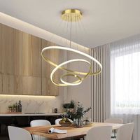 Suspension LED Moderne - Dimmable - Lustre de Plafond pour Salle Manger, Salon, Restaurant, Or - Ø.20+40+60 cm