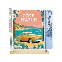 Figured'Art Peinture par Numéro Adulte Affiche Vintage Côte d'Azur - Kit DIY Numéro d'Art - 40x50cm avec châssis en bois à monter