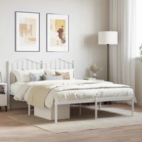 Cadre de lit en métal blanc VIDAXL 140x200 cm - Avec tiroirs - Style classique et intemporel