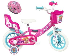 VÉLO ENFANT Vélo enfant Fille 12'' PAT PATROUILLE / STELLA (Taille d'enfant<95 cm) avec 1 Frein, panier avant, porte poupée + CASQUE STELLA !