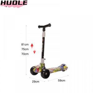 Trottinette Pliable Enfant – 2 Roues LED Lumineuses – Hauteur Réglable 4 Positions (60-80 Cm) – Légère Et Stable – Charge 50 Kg