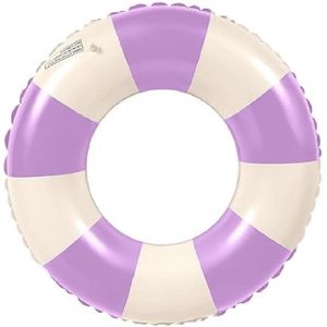 Anneau de Natation Gonflable Adulte,Bouée Gonflable Rétro Rayée, pour Les Vacances à la Plage et Les fêtes de Piscine(rose) - Jeux - Jouets