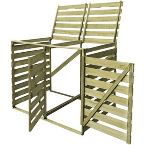 Cache Poubelle Abri Pour Poubelle Double En Resine Tressee Noir