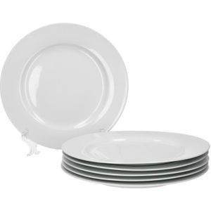 Lot de 12 assiettes plates 27 cm en porcelaine blanche pas cher 
