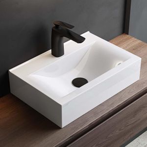 LAVABO - VASQUE Mai & Mai Lave main évier vasque 45x31x10cm en céramique blanc rectangulaire lavabo sans trop-plein à poser - suspendu BR118C