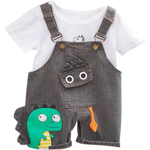 Ensemble de vêtements Ensemble 2 pièces Vêtement bébé fille 9 mois-4 ans garçon dinosaure manches courtes t-shirt bébé dinosaure jean salopette courte