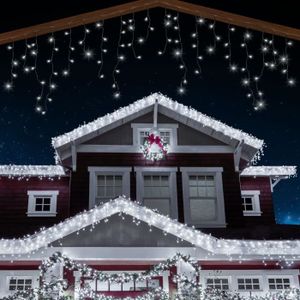 GUIRLANDE D'EXTÉRIEUR Guirlande Lumineuse Stalactite de Noël 7.5m 220 LED Blanc Froid pour Intérieur et Extérieur