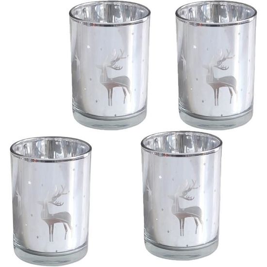 Photophores En Verre Transparent - Lot De 4, Motifs Pomme De Pin Et Pois - Pour Bougies Chauffe-plat, Décoration